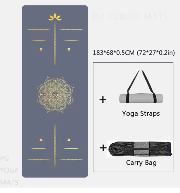 "Estera de Yoga de Goma Natural Duradera de PU – Tapete Antideslizante para Ejercicio en Casa, 183cm, Almohadilla Deportiva de Alta Calidad para Yoga, Gimnasio y Fitness"