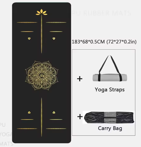 "Estera de Yoga de Goma Natural Duradera de PU – Tapete Antideslizante para Ejercicio en Casa, 183cm, Almohadilla Deportiva de Alta Calidad para Yoga, Gimnasio y Fitness"
