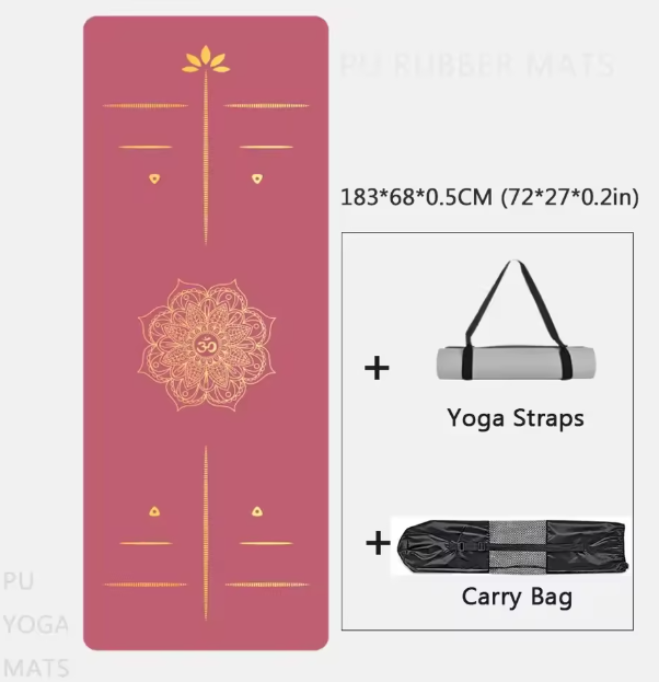 "Estera de Yoga de Goma Natural Duradera de PU – Tapete Antideslizante para Ejercicio en Casa, 183cm, Almohadilla Deportiva de Alta Calidad para Yoga, Gimnasio y Fitness"