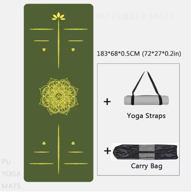 "Estera de Yoga de Goma Natural Duradera de PU – Tapete Antideslizante para Ejercicio en Casa, 183cm, Almohadilla Deportiva de Alta Calidad para Yoga, Gimnasio y Fitness"