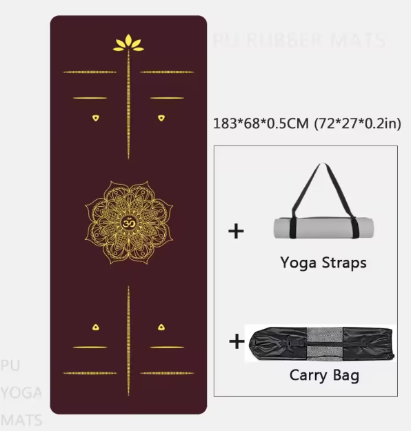 "Estera de Yoga de Goma Natural Duradera de PU – Tapete Antideslizante para Ejercicio en Casa, 183cm, Almohadilla Deportiva de Alta Calidad para Yoga, Gimnasio y Fitness"