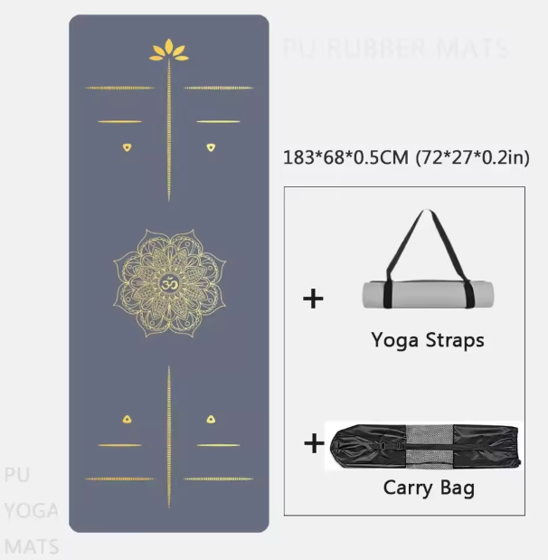 "Estera de Yoga de Goma Natural Duradera de PU – Tapete Antideslizante para Ejercicio en Casa, 183cm, Almohadilla Deportiva de Alta Calidad para Yoga, Gimnasio y Fitness"