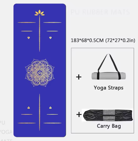 "Estera de Yoga de Goma Natural Duradera de PU – Tapete Antideslizante para Ejercicio en Casa, 183cm, Almohadilla Deportiva de Alta Calidad para Yoga, Gimnasio y Fitness"